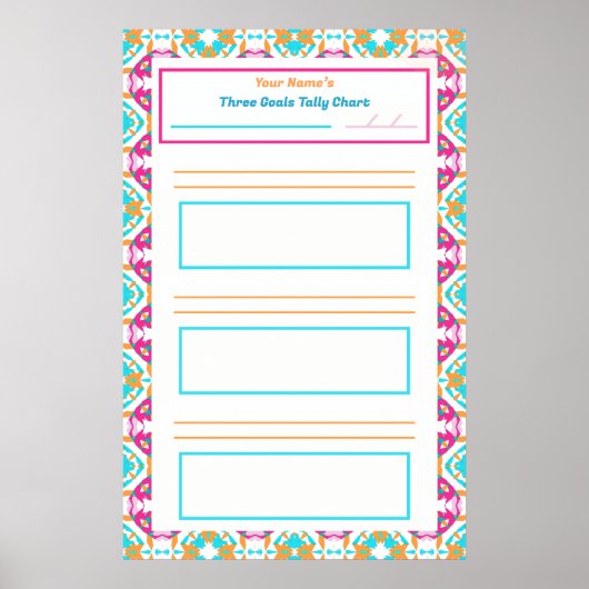 Pink ADHD Girl's Goal Habit Tracker Chart download Poster (Vorne)