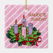 Pink Advent BVM / Gaudete Sunday Square Keramikornament (Rückseite)