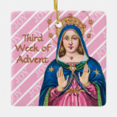 Pink Advent BVM / Gaudete Sunday Square Keramikornament (Vorderseite)