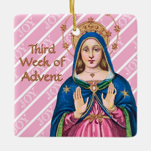 Pink Advent BVM / Gaudete Sunday Square Keramikornament (Vorderseite)