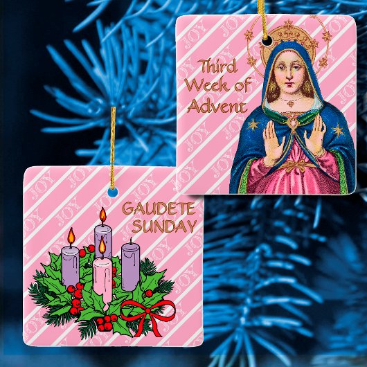 Pink Advent BVM / Gaudete Sunday Square Keramikornament