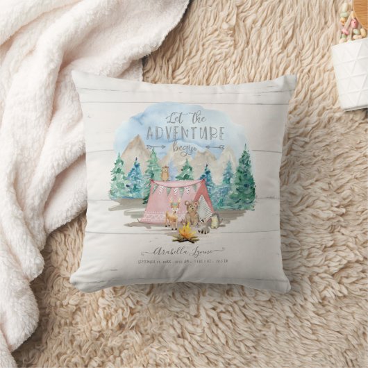 Pink Adventure Beginnen Rustikale Geburtsstaten Ba Kissen (Decke)