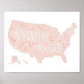 Pink Adventure erwartet US Map Kids Room Decke Poster (Vorne)