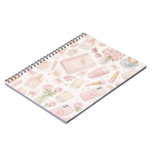 Pink Aesthetic Beauty Essentials Journal Cover Notizblock (Linke Seite)