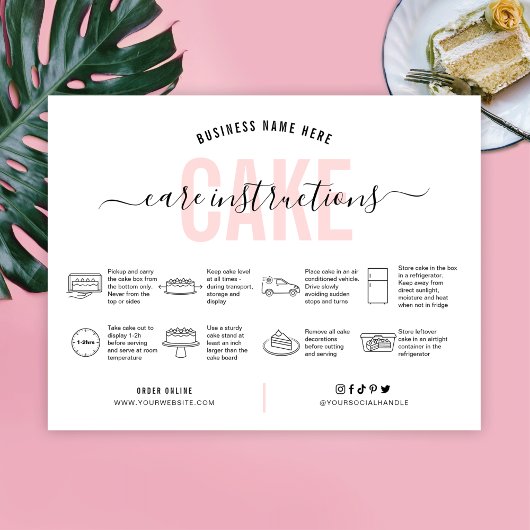 Pink Aesthetic Cake Care Card Dankeschön Karte