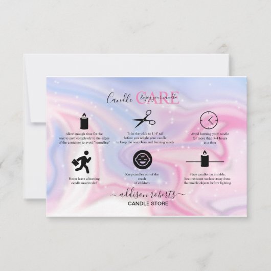 Pink Aesthetic Candle Care Dankeskarte (Vorderseite)