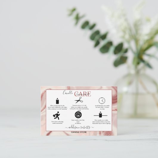 Pink Aesthetic Candle Square Business Card Visitenkarte (Stehend Vorderseite)