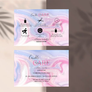 Pink Aesthetic Candle Square Business Card Visitenkarte