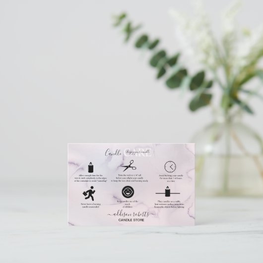 Pink Aesthetic Candle Square Business Card Visitenkarte (Stehend Vorderseite)