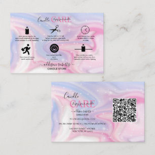 Pink Aesthetic Candle Square Business Card Visitenkarte