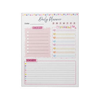 Pink Aesthetic Daily Planner Notepad Notizblock