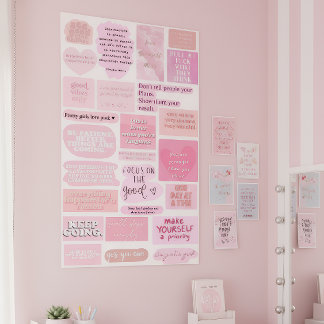 Pink Aesthetic Vision Board Quotes Poster