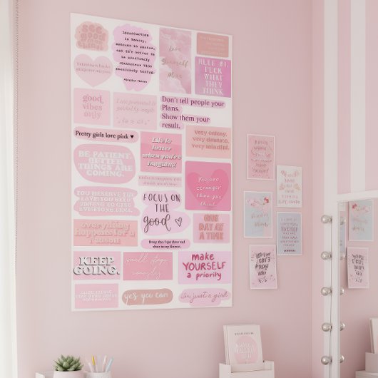 Pink Aesthetic Vision Board Quotes Poster