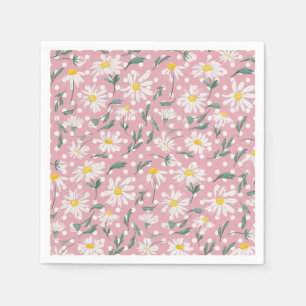 PINK AESTHETISCHE SPRING FLORAL DAISIES DECOUPAGE SERVIETTE