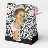 Pink African American Baby Girl Dusche Geschenkschachtel (Rückseite)