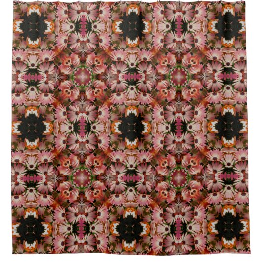 Pink African Daisies Abstrakt Floral Duschvorhang (Vorderseite)