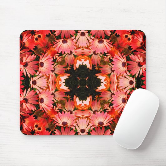 Pink African Daisies Abstrakte Blumenkunst Mousepad (Mit Mouse)