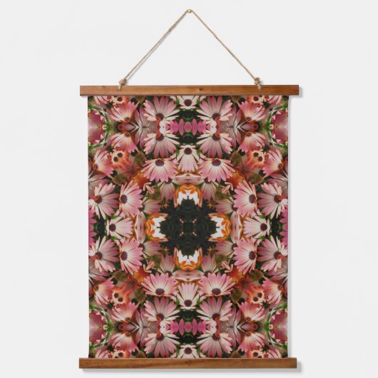 Pink African Daisies Blume Abstrakt Art Wandteppich Mit Holzrahmen (Vorderseite)