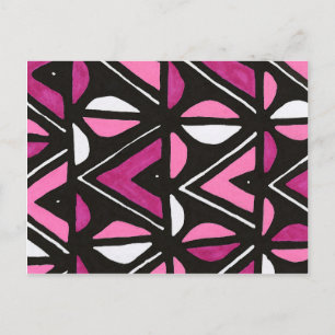 Pink African Mudcloth Tribal Print Postkarte