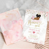 Pink Afro African Baby Heaven Sent Baby Dusche Einladung