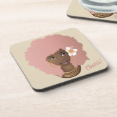 Pink Afro Blume in ihrem Haar, Untersetzer Set von (Linke Seite)