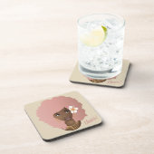 Pink Afro Blume in ihrem Haar, Untersetzer Set von (Rechte Seite)