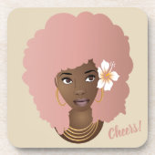 Pink Afro Blume in ihrem Haar, Untersetzer Set von (Vorderseite)