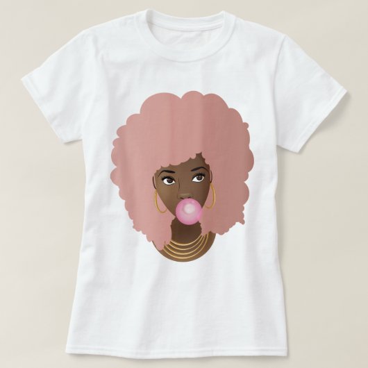 Pink Afro, Poppen Pink Blase Gum T - Shirt (Design vorne)