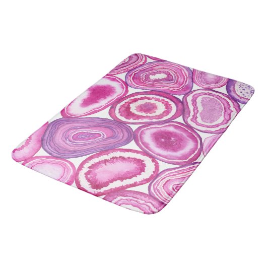 Pink agate Aquarell Badematte (Schrägansicht)