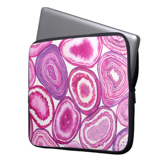 Pink agate Aquarell Laptopschutzhülle (Vorderseite Links)