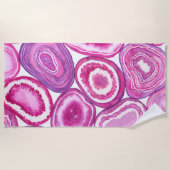 Pink agate Aquarell Strandtuch (Vorderseite)