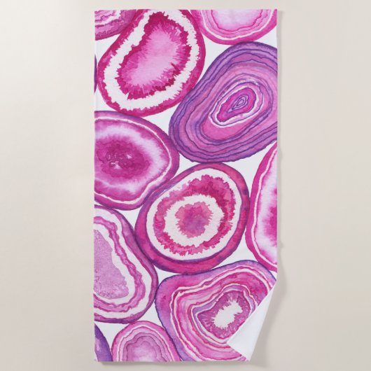 Pink agate Aquarell Strandtuch (Vorderseite)
