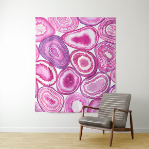 Pink agate Aquarell Wandteppich