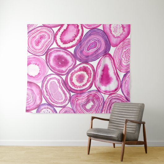 Pink agate Aquarell Wandteppich (Beispiel (Horizontal))