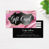 Pink Agate Black Foil Geschenkkarte (Schreibtisch)