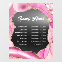 Pink Agate Black Foil Öffnungszeiten Fenster Klamm Fensteraufkleber