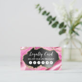 Pink agate Black-Foil-Treuekarte Visitenkarte (Stehend Vorderseite)