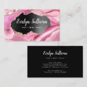 Pink Agate Black Foil Visitenkarte (Vorne/Hinten)