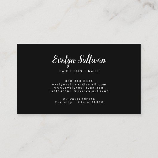 Pink Agate Black Foil Visitenkarte (Rückseite)