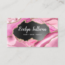Pink Agate Black Foil Visitenkarte