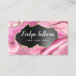 Pink Agate Black Foil Visitenkarte