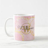 Pink Agate Geode Gold Monogram Script Name Kaffeetasse (Links)