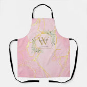 Pink Agate Geode Greenerenerity Blätter Gold Monog Schürze (Vorderseite)