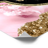 Pink Agate Geode Slices und Gold Glitzer Geburtsta Poster (Ecke)