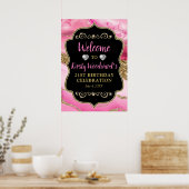 Pink Agate Geode Slices und Gold Glitzer Geburtsta Poster (Küche)