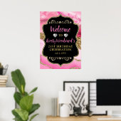 Pink Agate Geode Slices und Gold Glitzer Geburtsta Poster (Heimbüro)