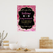 Pink Agate Geode Slices und Gold Glitzer Geburtsta Poster (Küche)