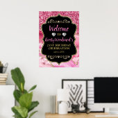 Pink Agate Geode Slices und Gold Glitzer Geburtsta Poster (Heimbüro)