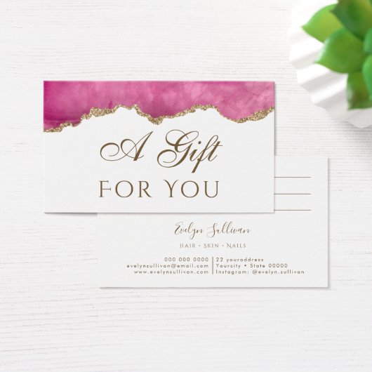 Pink-Agate-Geschenkkarte (Schreibtisch)