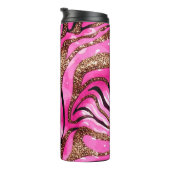 Pink Agate Glitzer Thermal Tumbler 12oz Thermosbecher (Nach rechts gedreht)
